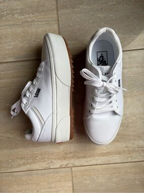 Vans White Canvas Platform Sneakers